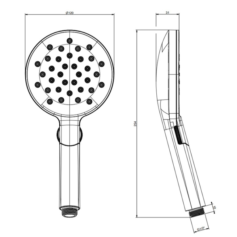 Gessi Emporio Emporio shower Трех позиционный ручной душ с защитой от накипи с круглым переключателем, цвет: Chrome