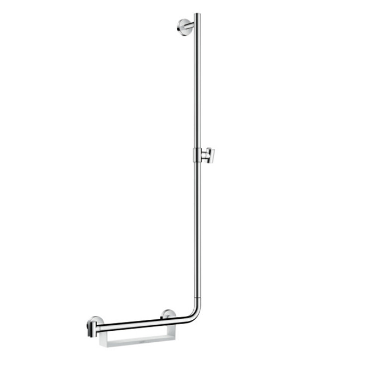 HG Unica Comfort штанга для душа 1100mm с регулиремым держателем душа, + полочка , цвет: белый/хром