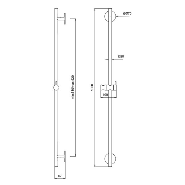 Almar Душевая штанга 100см, цвет Copper Brushed PVD