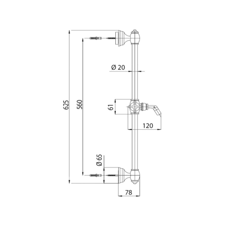 Bossini  Душевая штанга CHARLESTON из латуни 60 см x &Oslash; 20 mm, цвет: Gold PVD