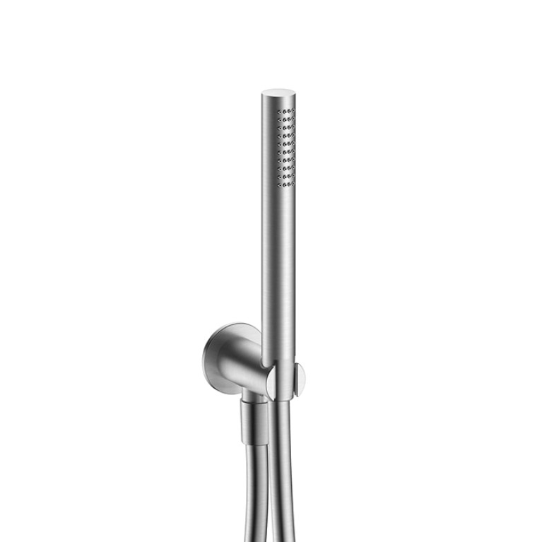 Fantini Milano Душевой набор: вывод воды 1/2&rdquo;, шланг 150 см, ручная лейка FIT, держатель для лейки, цвет: матовая натуральная сталь