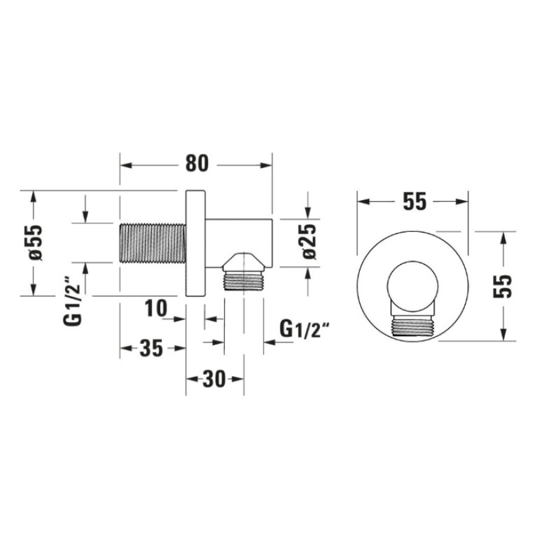 Duravit Шланговое подсоединение, соединительный патрубок размер DN15, круглая накладка, клапан обратного тока в муфте шланга (Спец.цена из наличия)