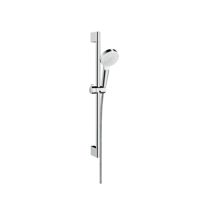 HG Crometta Vario Unica Душевой набор: штанга 650mm, ручной душ, 1jet (Rain), EcoSmart, шланг, цвет: белый/хром