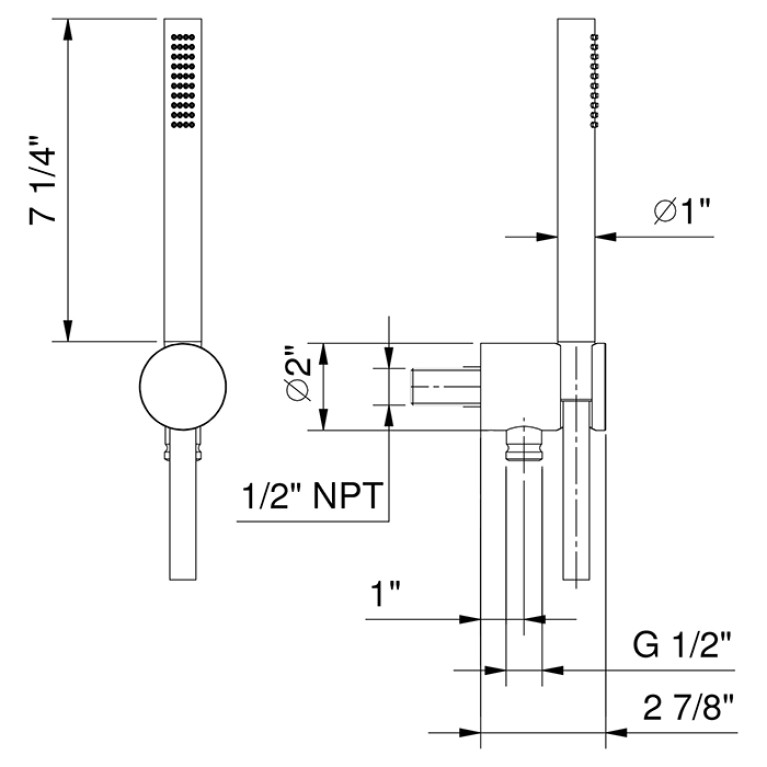 Fantini AF/21 Душевой набор: вывод воды 1/2&rdquo;, шланг 150 см, ручная лейка FIT, держатель для лейки, цвет: Matt Gun Metal PVD