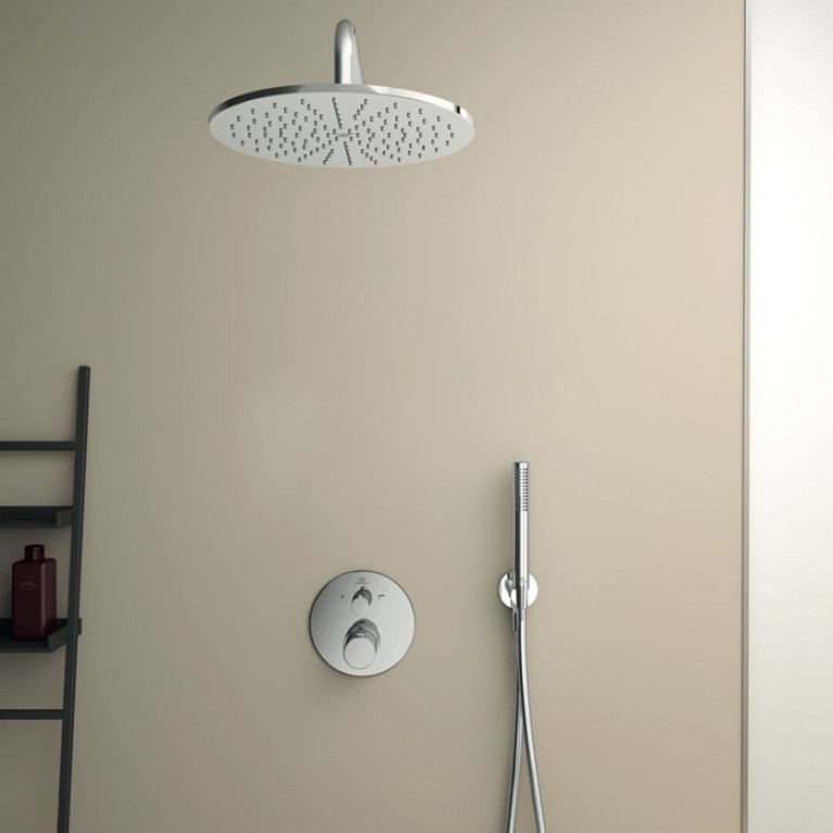 Ideal Standard Ceratherm T100 Душ комплект: встроен. термостат+наруж. часть с перекл.,  руч душ+, верх. душ: 300 мм+штанга: 400 мм цвет: хром