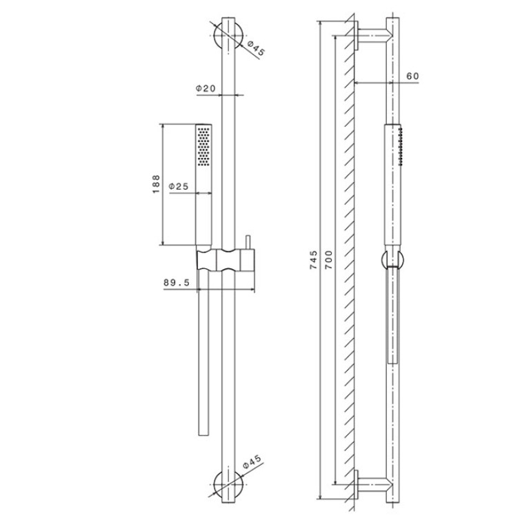 Newform X-Steel 316; Shower Set Комплект для душа  из нерж. стали 304  с ручным душем и гибким шлангом длиной 150 см, цвет: PVD brushed copper bronze
