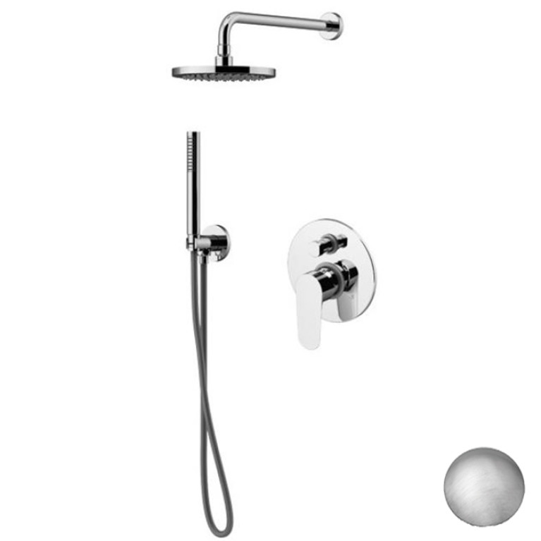 Gattoni H2Omix7000 Компл для душа со встр смесителем на 2 выхода, руч душем 6386/PD с держ. и верхним душем 250 мм, цвет NICKEL SPAZZ