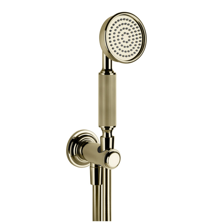 GESSI VENTI20 Комплект для душа с ручным душем, шлангом 1500 мм., держателем с подводом воды, цвет Brass PVD
