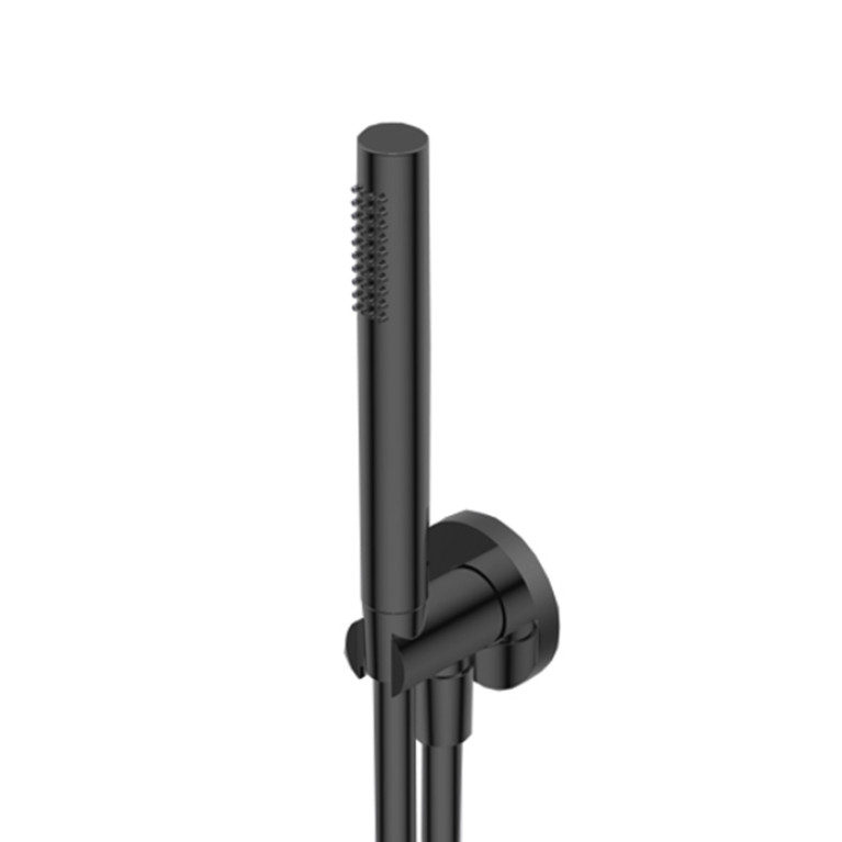 Ritmonio Shower kits Ручной душ 24мм с угловым соединением, из латуни, со шлангом 1.500mm и держателем, цвет: Brushed Black Chrome