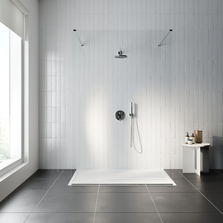 Ideal Standard Ceraline Душевой комплект: встроен. часть смес+наруж. часть с перекл.,  ручным душем, верх. душ: 200 мм+штанга: 400 мм цвет: хром