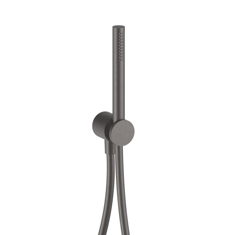 Fantini AF/21 Душевой набор: вывод воды 1/2&rdquo;, шланг 150 см, ручная лейка FIT, держатель для лейки, цвет: Matt Gun Metal PVD
