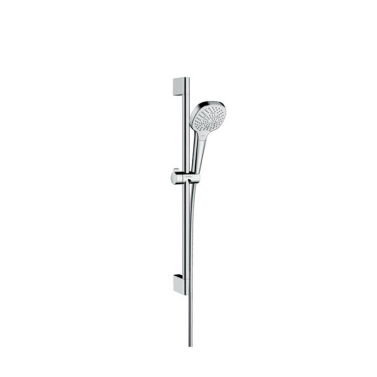 HG Croma Select E Multi Душевой набор: штанга 650mm, ручной душ 110, 3jet (SoftRain, IntenseRain, массажная), EcoSmart, шланг, цвет: белый/хром