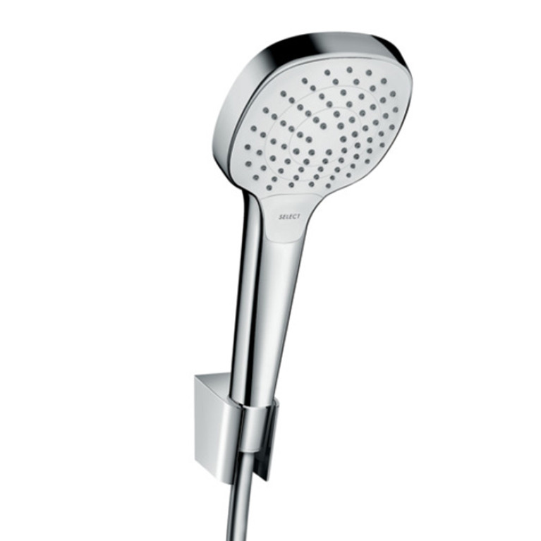 HG Croma Select E Душевой набор: ручной душ 110, 3jet (Rain, IntenseRain, Turbo Rain), держатель, шланг 1,60м, цвет: белый/хром