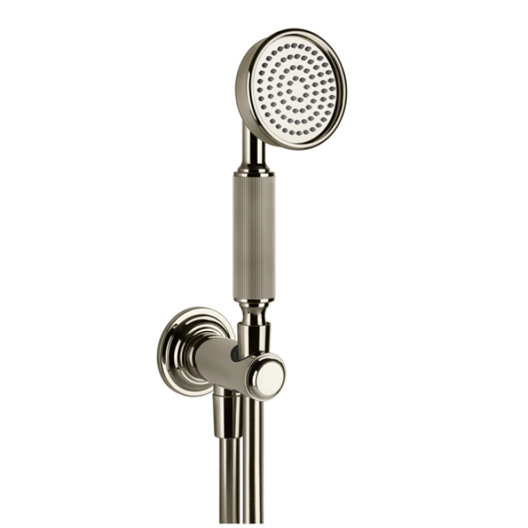 GESSI VENTI20 Комплект для душа с ручным душем, шлангом 1500 мм., держателем с подводом воды, цвет Nickel PVD