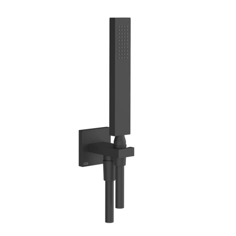 Gessi Rettangolo Душевой комплект: вывод на 1/2&rdquo;, держатель, шланг 1,5м и душевая лейка, цвет: Black XL