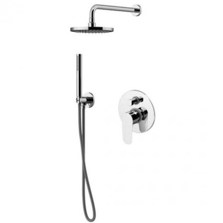 Gattoni H2Omix7000 Компл для душа со встр смесителем на 2 выхода, руч душем 6386/PD с держ. и верхним душем 250 мм, цвет хром
