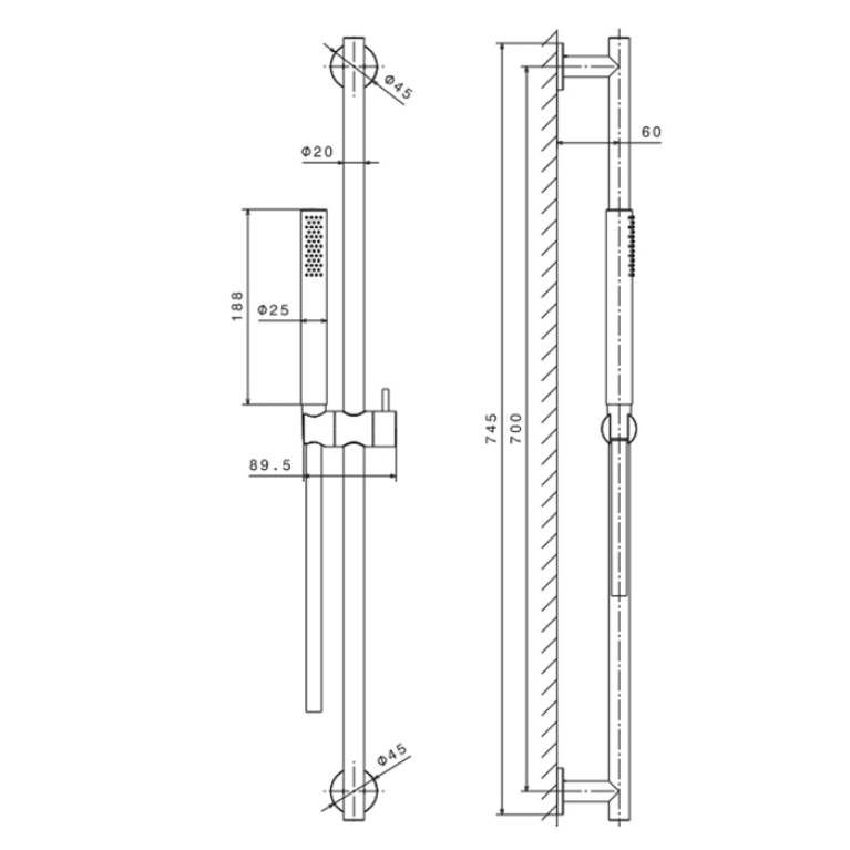 Newform X-Steel 316; Shower Set Комплект для душа  из нержавеющей стали 304  с ручным душем и гибким шлангом длиной 150 см, цвет: PVD brushed gun meta