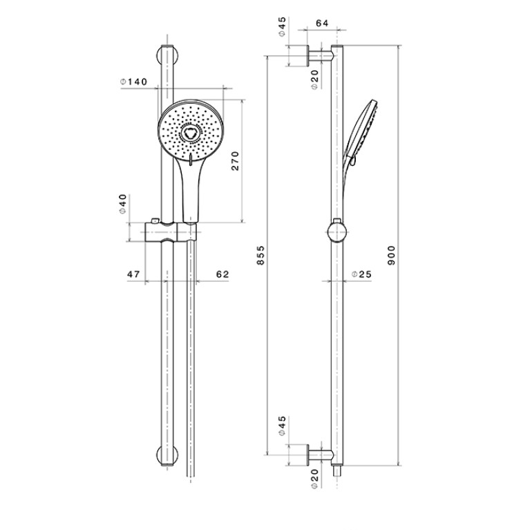 Newform Shower Set Комплект  душа,  с ручным душем из абс- пластика с 3-регулируемыми струями и  гибким шлангом длиной 150 см, цвет:  хром