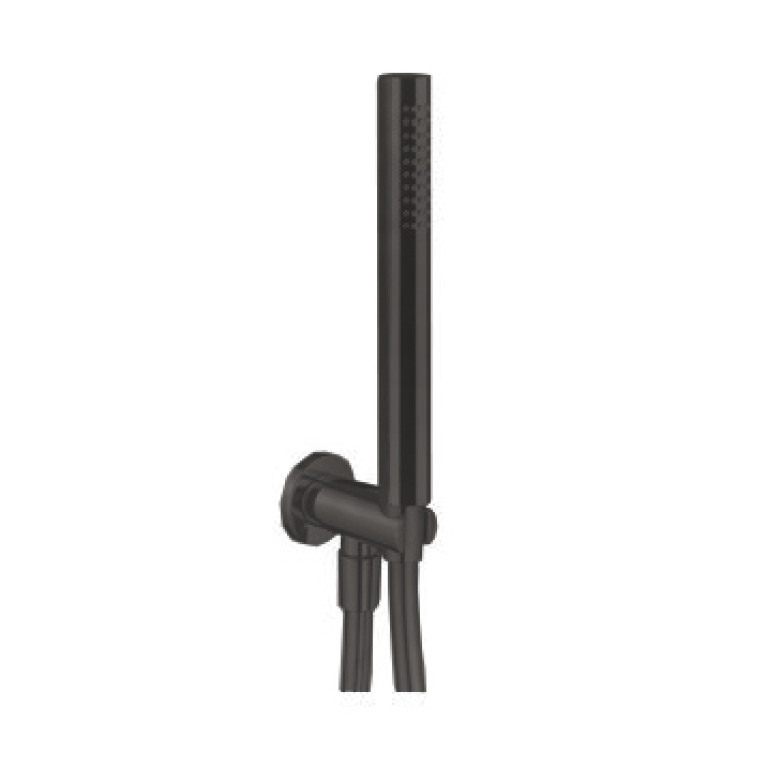 Fantini Milano Душевой набор: вывод воды 1/2&rdquo;, шланг 150 см, ручная лейка FIT, держатель для лейки, цвет: Matt Gun Metal PVD