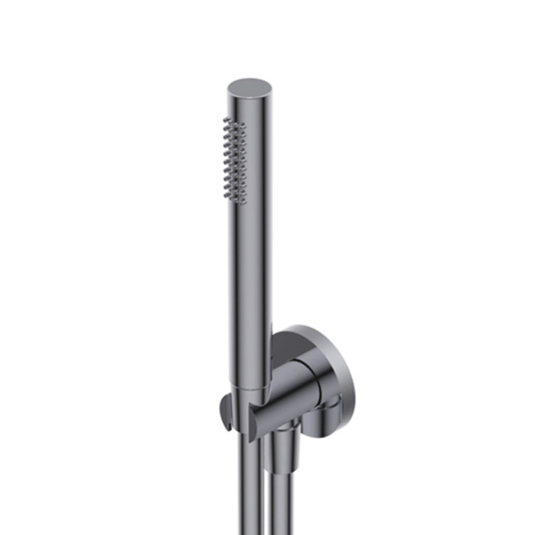 Ritmonio Shower kits Ручной душ 24мм с угловым соединением, из латуни, со шлангом 1.500mm и держателем, цвет: Brushed