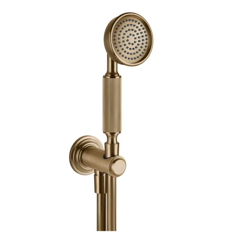 GESSI VENTI20 Комплект для душа с ручным душем, шлангом 1500 мм., держателем с подводом воды, цвет Warm Bronze Br. PVD