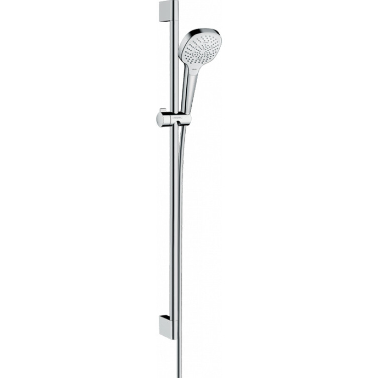 HG Croma Select E Multi Душевой набор: штанга 900mm, ручной душ 110, 3jet (SoftRain, IntenseRain, массажная), EcoSmart, шланг, цвет: белый/хром