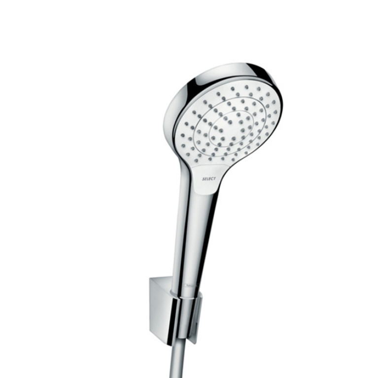 HG Croma Select S Душевой набор: ручной душ 110, 3jet (Rain, IntenseRain, Turbo Rain), держатель, шланг 1,25м, цвет: белый/хром