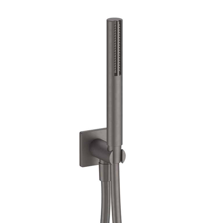 Fantini Milano Душевой набор: вывод воды 1/2&rdquo;, шланг 150 см, ручная лейка SUN, держатель для лейки, цвет: Matt Gun Metal PVD