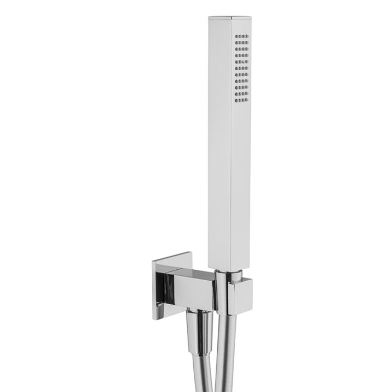 Plumberia Selection Комплект руч.душа, водорозетка с запорным клапан. и держателем, душ квадр. латунь 1 реж антикальц., шланг PVC 1500мм, хром