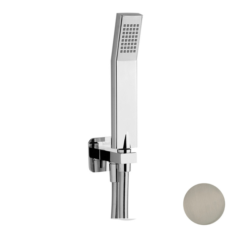 CISAL Shower Душевой гарнитур:ручная лейка,шланг 150 см,вывод с держателем, цвет Nichel Spazzolato