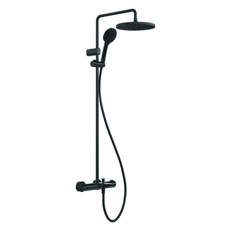 Duravit  WaveДушевая система с термостатом, ручной душ ,  шланг 1600 мм, ручной душ 3 режима, излив 223 мм, черный матовый (Спец.цена из наличия)