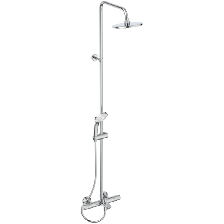 Ideal Standard Ceratherm T25 Душевая система с изливом и термостатом и ручным душем, корпус Coolbody, руч.душ: 3 режима, верх. душ: 200 мм, цвет: хром