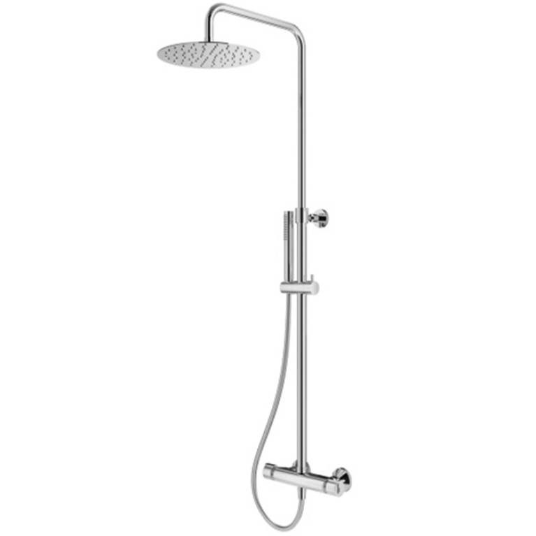 Plumberia Selection IXO Душевая колонна телескоп. терм., поворотная, верх.душ из нерж.стали 250мм,руч.душ 1 режим., шланг 150мм,хром