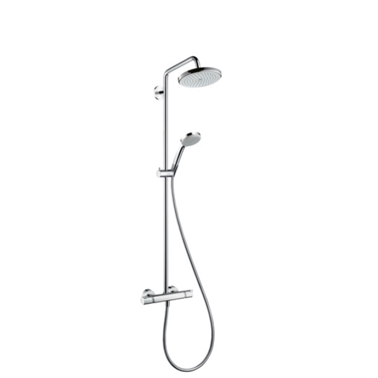 HG Croma Душ система Showerpipe: верхний душ 220 1jet, ручной душ, термостат для душа, цвет: хром (Цена по акции со склада Эко-Душ)