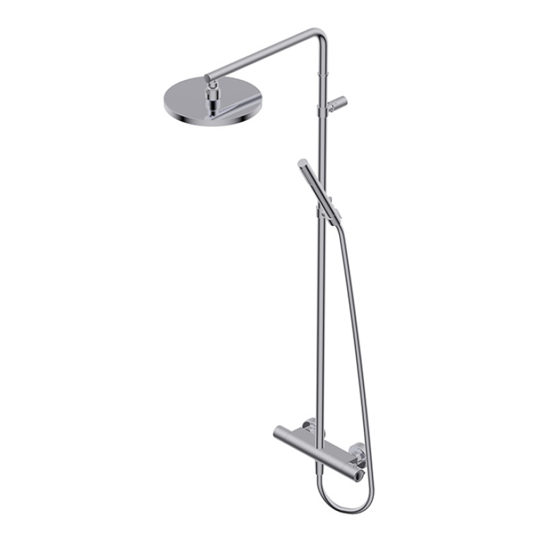 Ritmonio Shower column sets Душевая стойка, с термостатическим смесителем  верхним душем из латуни D-200мм, ручным душем D-24мм, цвет: Brushed