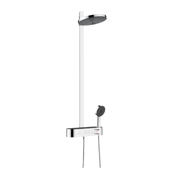 HANSGROHE PULSIFY Душевая стойка с термостатическим смесителем, верхним душем &Oslash;260 мм с 2 режимами, ручным душем и шлангом, цвет хром