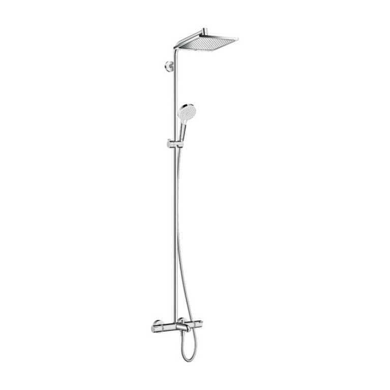 HG Crometta Showerpipe E 240: термостат для ванны, стойка с верхним душем 240х240мм, ручной душ со шлангом 160мм, цвет хром (Спеццена из наличия)