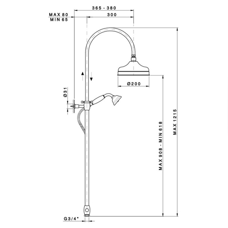 Nicolazzi Doccia Душевая стойка с верхним душем &Oslash; 30см, цвет: тёмная бронза