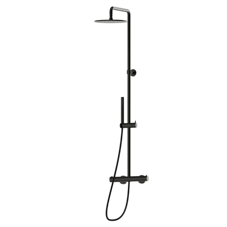 Newform XT ; Shower Columns Душевая стойка с  термостатическим смесителем, переключателем , насадкой и душем, цвет: carbon satin