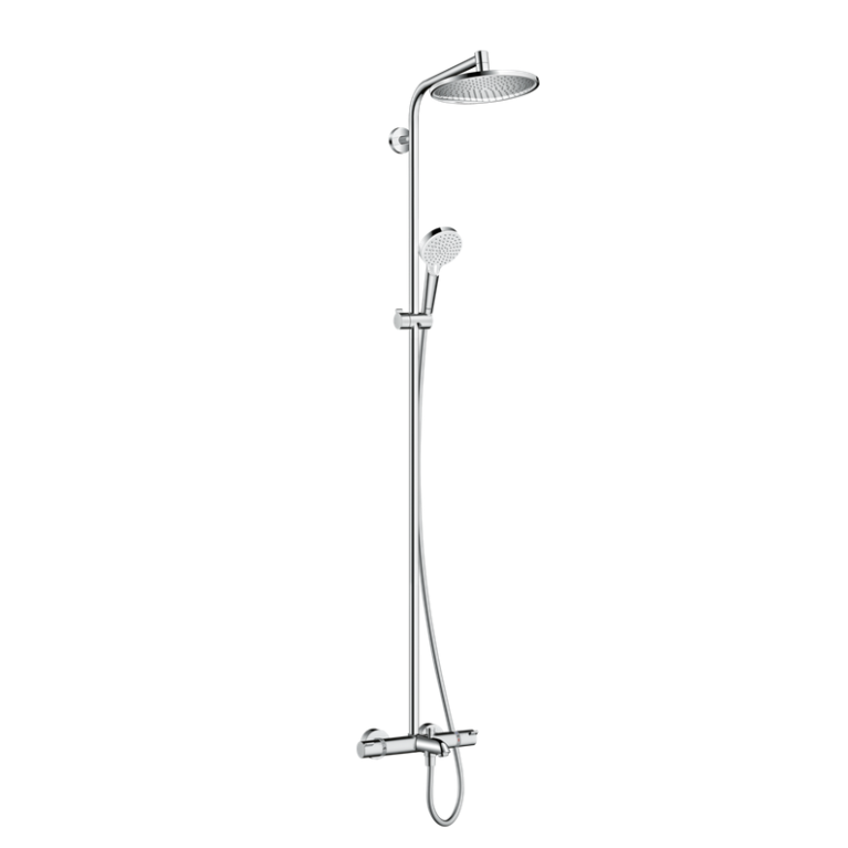 HG Crometta Showerpipe S 240: термостат для ванны, стойка с верхним душем 240мм, ручной душ со шлангом 160мм, цвет хром