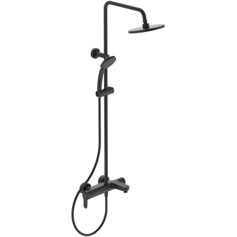 Ideal Standard Cerafine O Душевая система для ванны, ручным душем и шлангом, без термостата, руч.душ: 1 режим, верх. душ: 200 мм, цвет: чёрный матовый