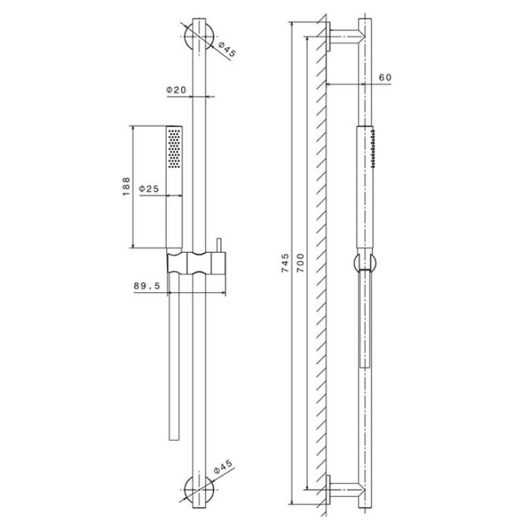 Newform X-Steel 316 Душевая стойка, ручной душ, шланг 150 см, цвет: нержавеющая сталь