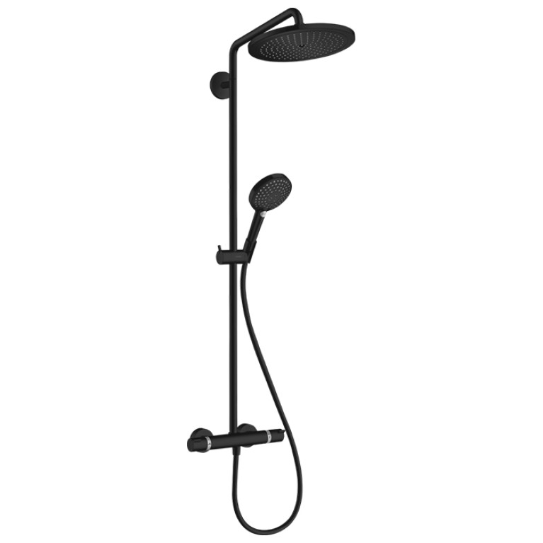 HANSGROHE CROMA SELECT S Душевая система Showerpipe с термостатическим смесителем, верхний душ &Oslash;180 мм., ручной душ и шланг 1600 мм., цвет черный мат