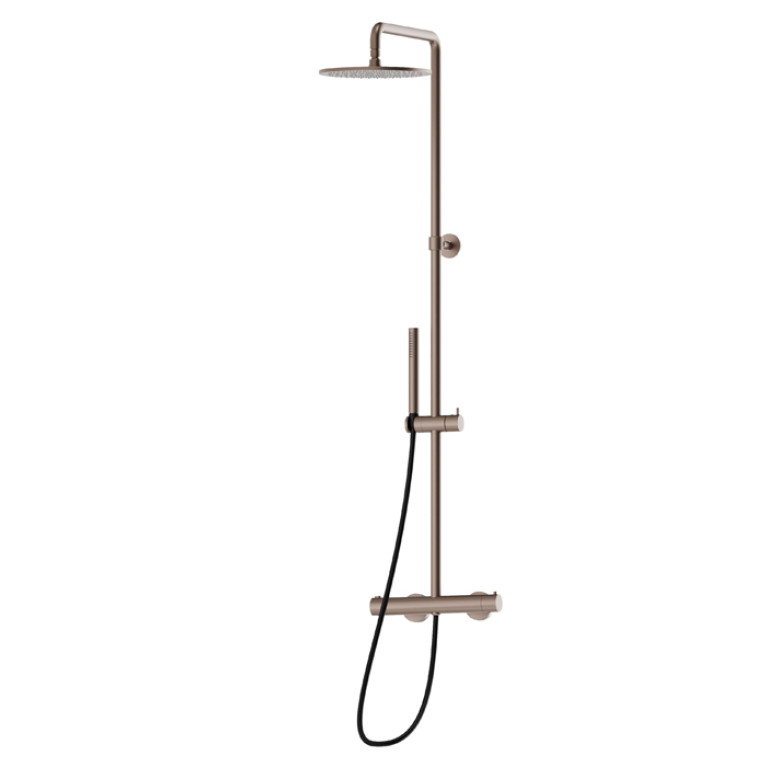 Newform Shower Душевая стойка с  термостатическим смесителем, переключателем , насадкой и душем, цвет:  copper glossy