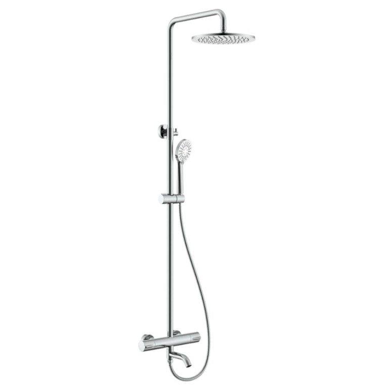 NEMO NM-9012CR Душевая колонна термостатическая, с изливом, с ручным (ABS) и верхним душем (250 мм)