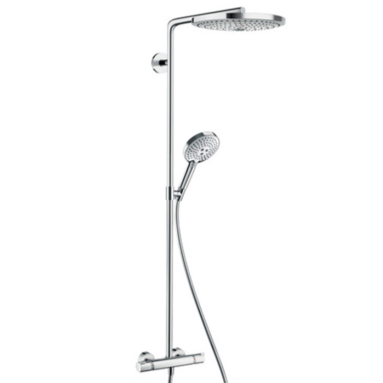 HG Raindance Select S Душевая система Showerpipe: верх.душ 300 2jet, ручн.душ, шланг, термостат, цвет: хром