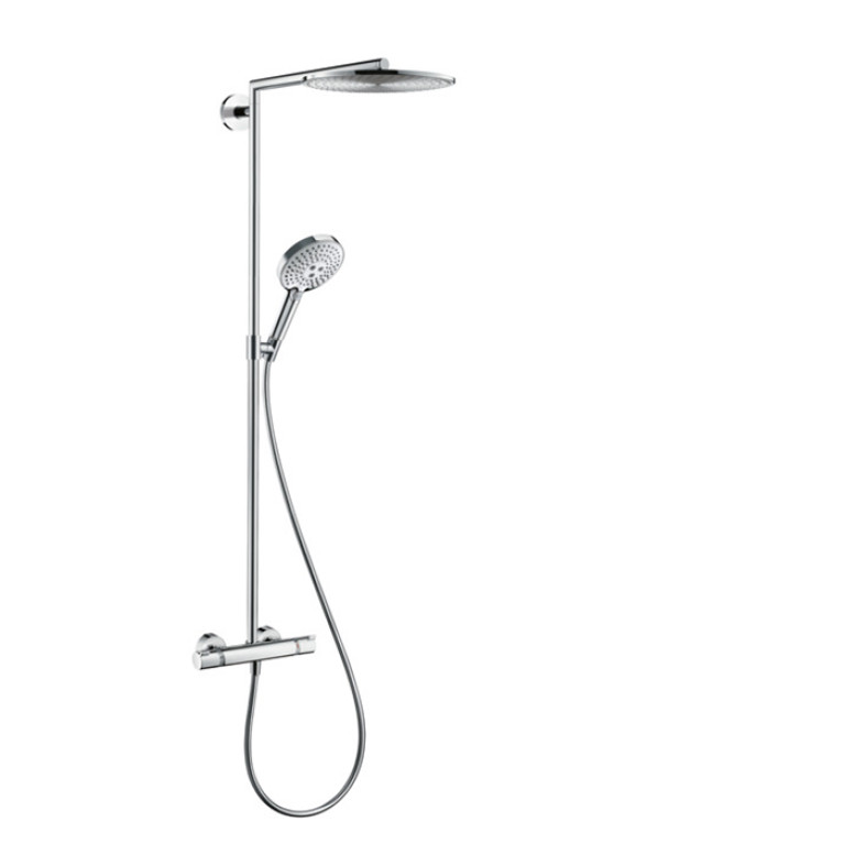 HG Raindance S Душевая система Showerpipe: верх.душ 300 1jet, ручн.душ, шланг, термостат, цвет: хром