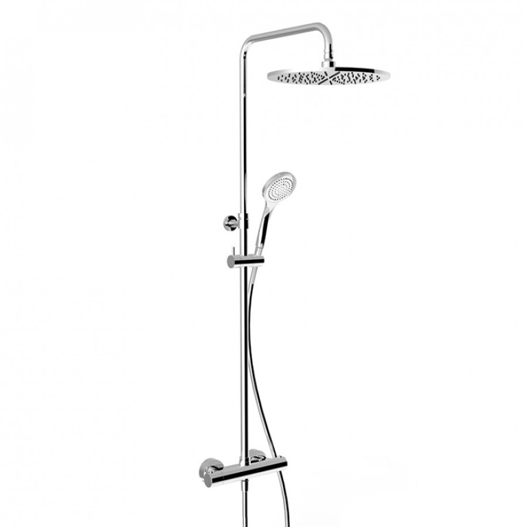 GESSI MINIMALISTIC SHOWER Душевая стойка с термостатическим смесителем, верхним душем &Oslash;300 мм., ручным душем и шлангом 1500 мм., цвет хром