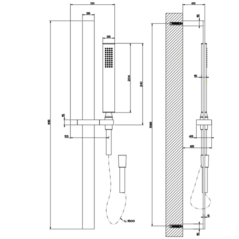 Gessi Rettangolo Душевая стойка с ручным душем, цвет: хром