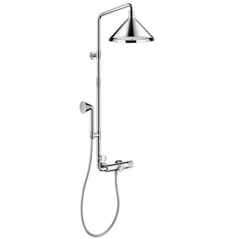 AX Showers/Front Душевая стойка с термостатом, верхним душем &Oslash;279мм, 2jet, шлангом и ручным душем, цвет: хром